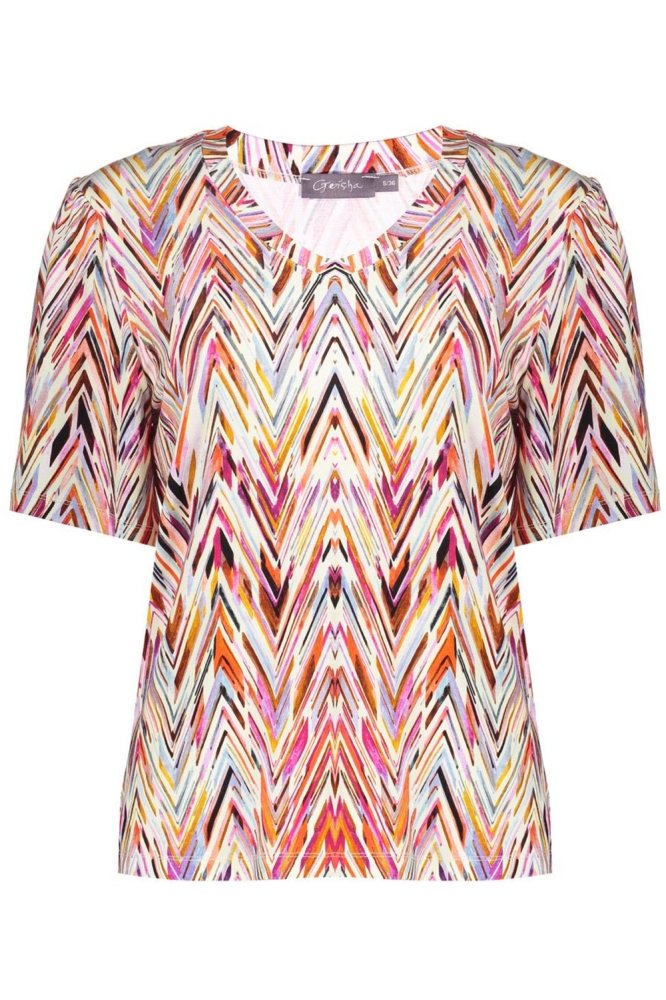 JAZZ T SHIRT MET V HALS EN PRINT 52445 60 000450 RED/PURPLE